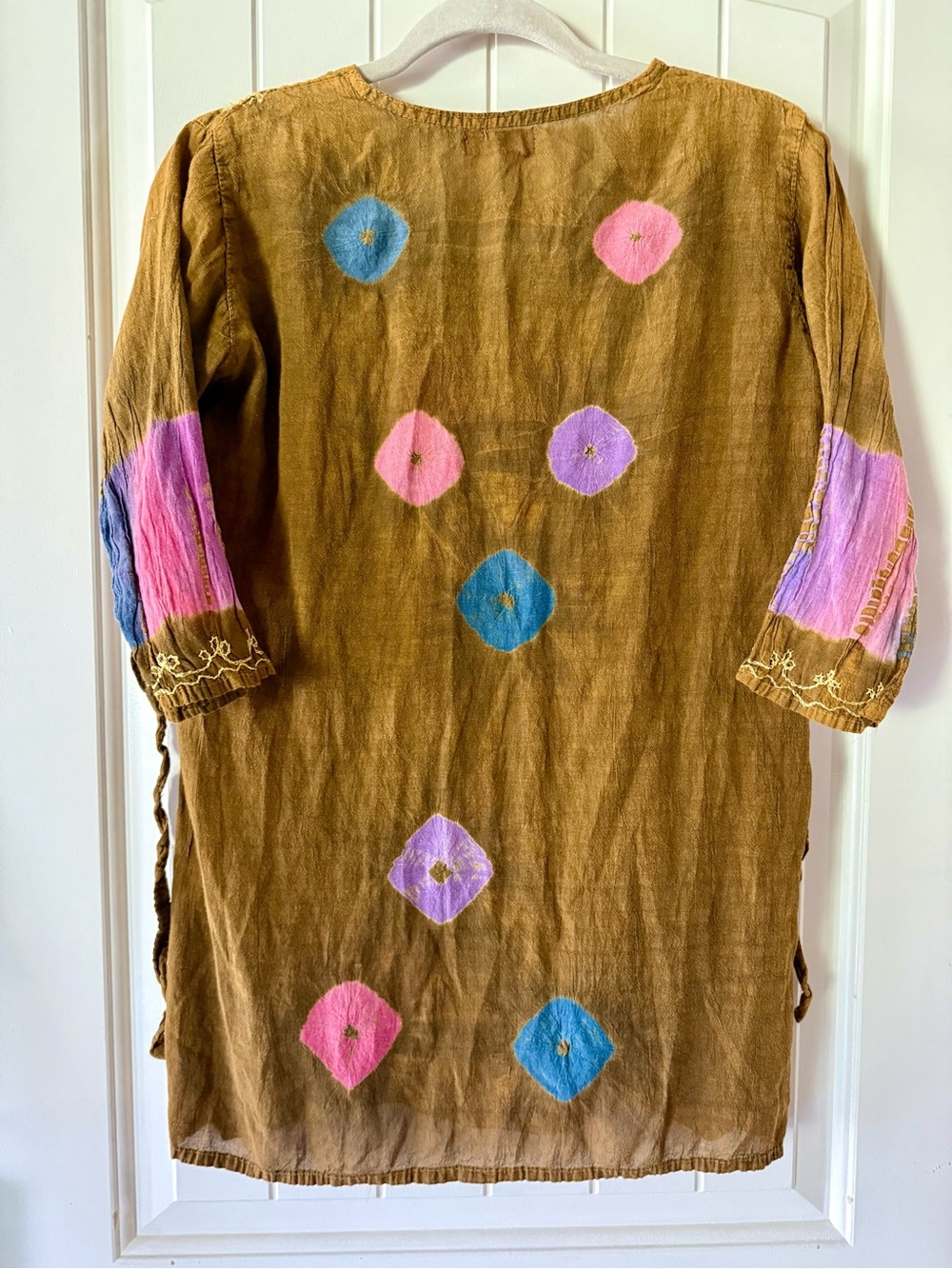 Vintage Somya Brown Embroidered Floral Tunic with Colorful Accents Y2K - Picture 8 of 12